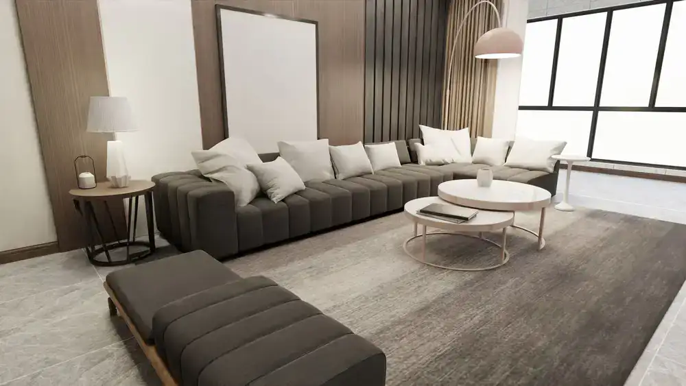 Elegantes Wohnzimmer mit sanftem Lichteinfall